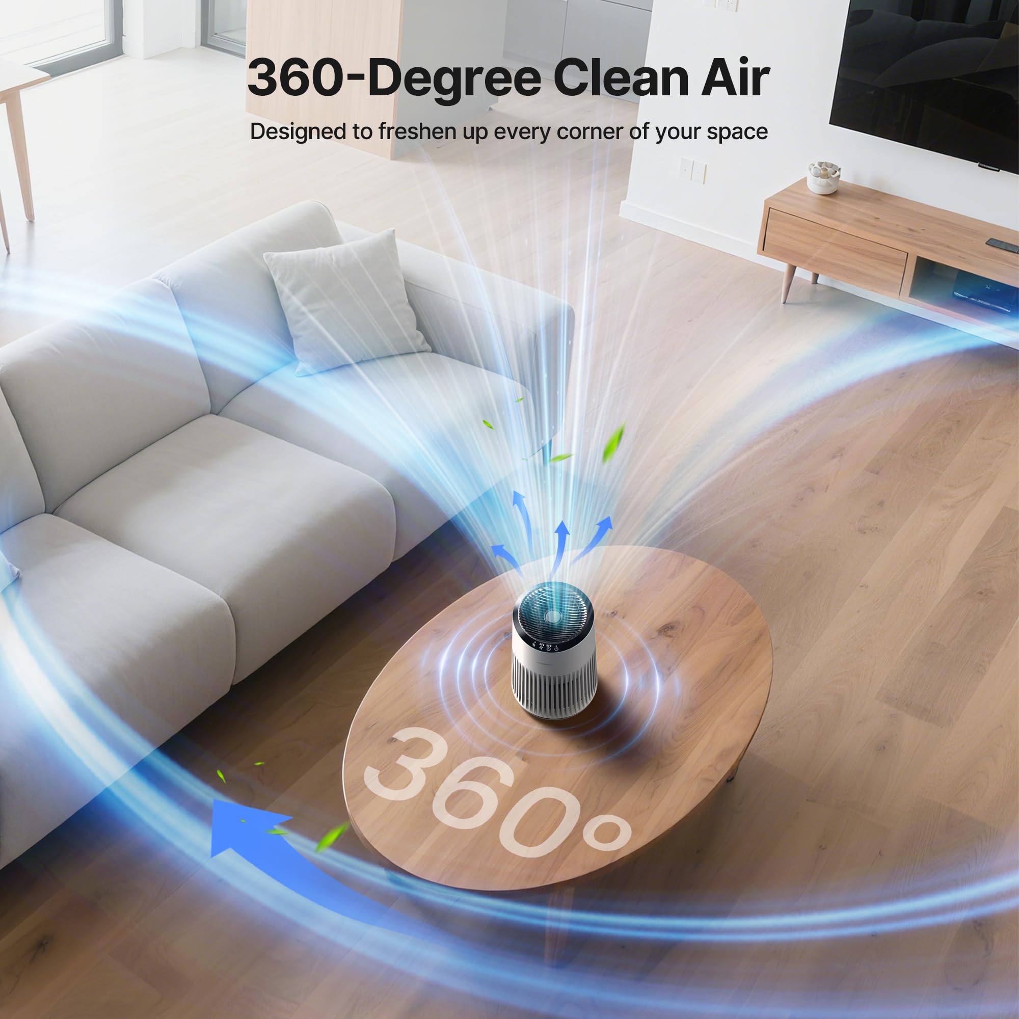 MERONTE Luftreiniger für Schlafzimmer, Zuhause, allergischer Luftreiniger für Schlafzimmer, Büro, Raucherzimmer, HEPA-Filter, Luftreiniger, 1 Pack+3 Modi