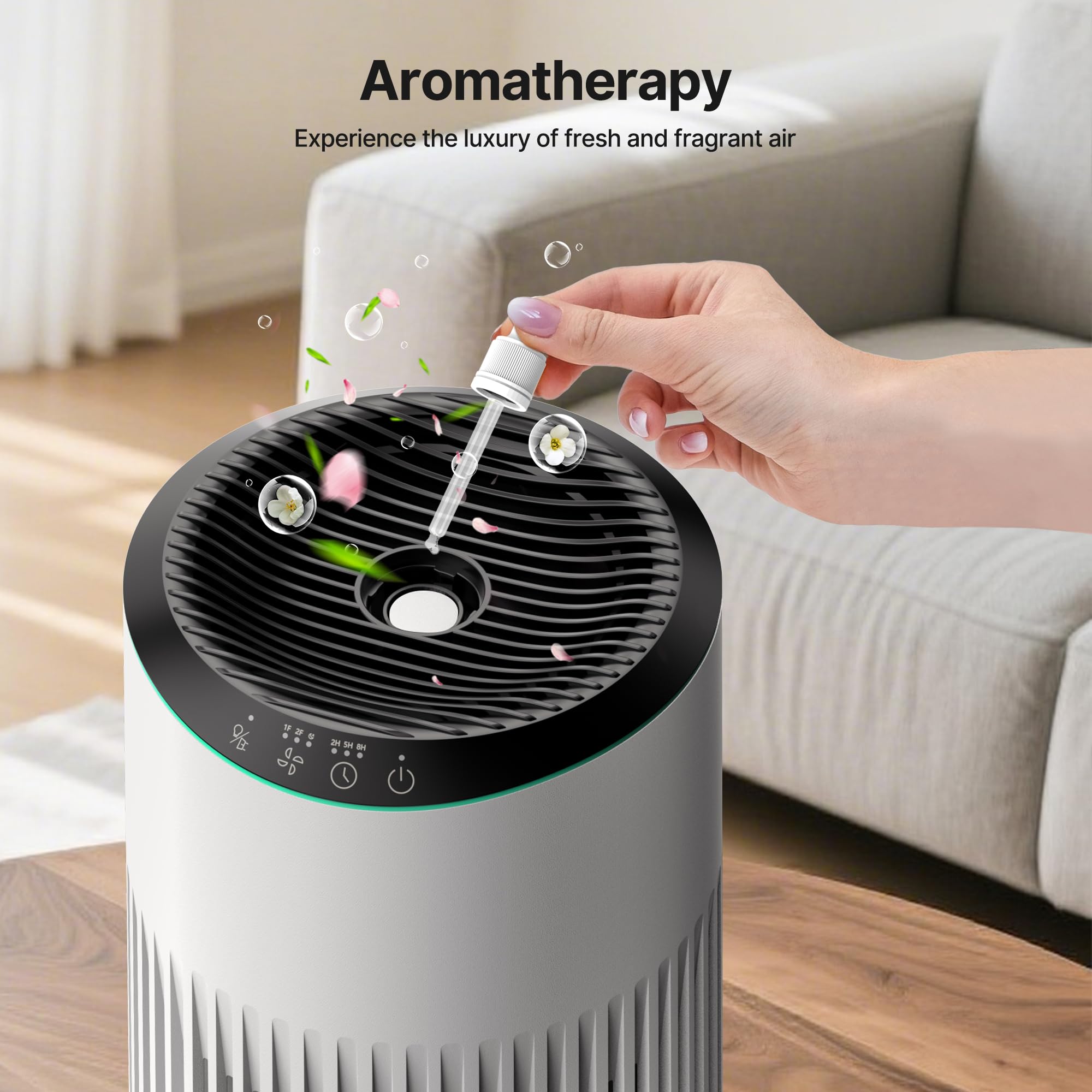 MERONTE Luftreiniger für Schlafzimmer, Zuhause, allergischer Luftreiniger für Schlafzimmer, Büro, Raucherzimmer, HEPA-Filter, Luftreiniger, 1 Pack+3 Modi
