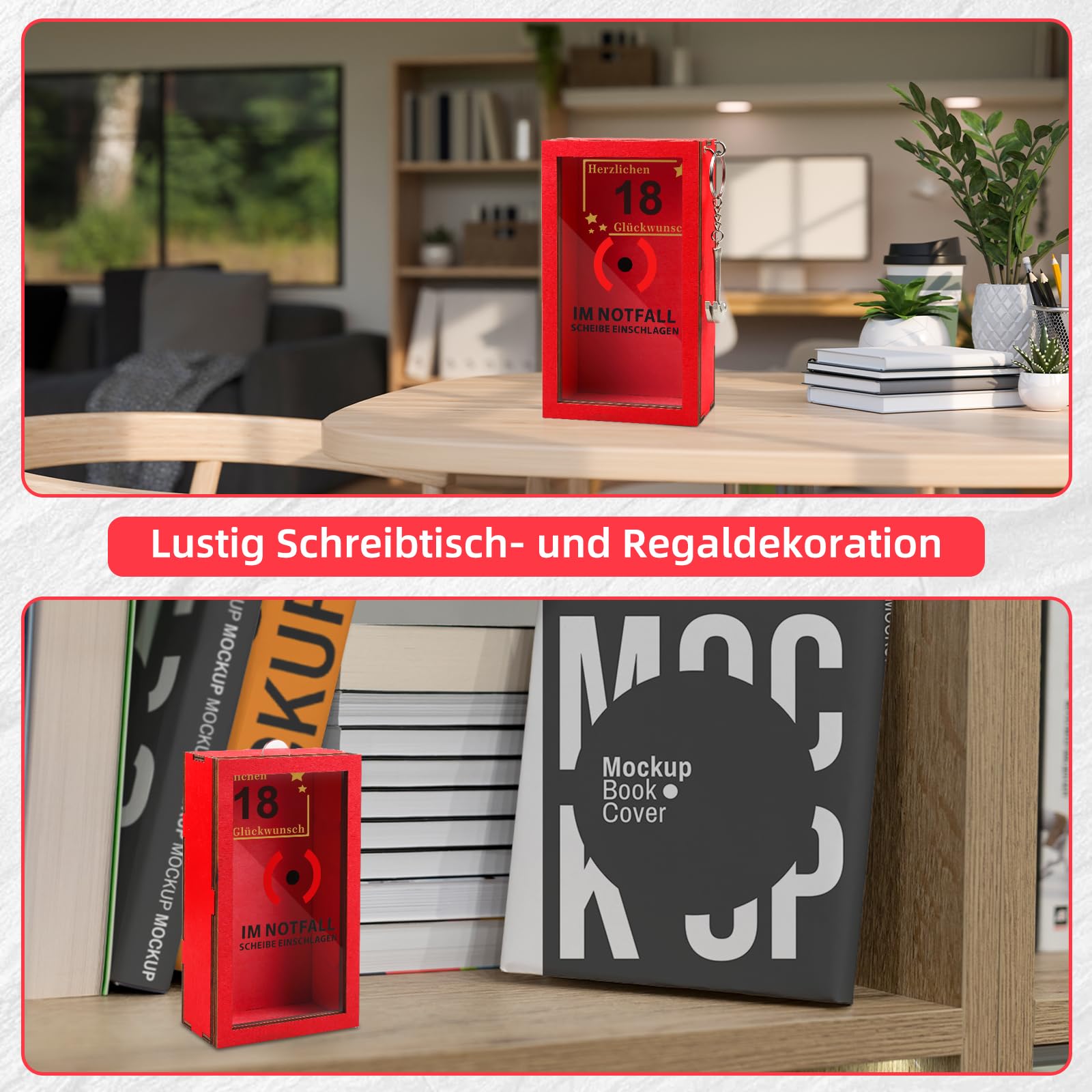 Anruzon - Originelle 18 Geburtstag Geschenk Frauen & Männer - 18.Geburtstag Geldgeschenke - Lustige Notfallbox mit Hammer und Seil - Deko Holzkiste - Personalisierbares Geschenk