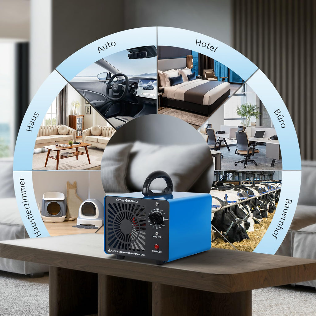 Ozongenerator 75000mg/H,GMGXX Ozon Luftreiniger Ozongerät bis zu 400㎡,120-Minuten-Timer,O3 Ozonisator für Auto Garagen Wohnung Hotels Küche und Haustiere,Reinigen Gerüche/Verschmutzung, OG-75